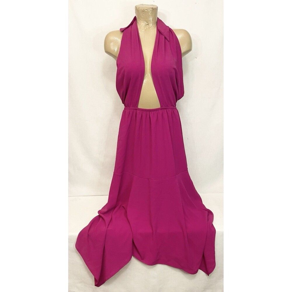 VICI Dress S Small 24" Sleeveless A Line Deep V Neck Halter Multiway Straps